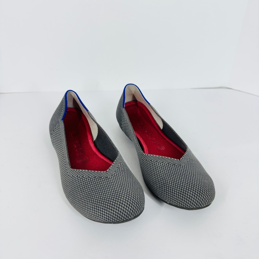 Rothy’s The Flat Pointed Toe Shoes Gray Knit Women’s Size 8.5 Washable Comfort